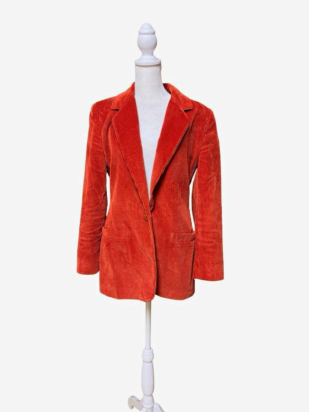 Lands' End Women's Orange Blazer Jacket Size 6 Lined Pockets Button Front
